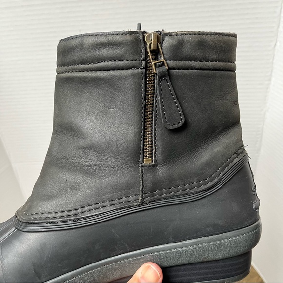 Sperry Black Gray Women’s Pull On Side Zip Side Lace Duck Boots Size 10 - Picture 11 of 13
